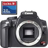 Canon Digital Rebel XT SLR Camera Body Kit, 8 Megapixels, U.S.A. Warranty - Black Finish With Sandisk Compact Flash 2GB Memory Card