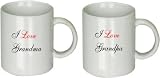 I Love Grandma and I Love Grandpa in Cursive Coffee Cup Gift Package Grandparents