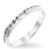 WOMEN'S RINGS RHODIUM W/CLEAR CZ - Channel Set Eternity Band