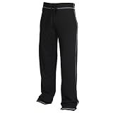 Solid Black Lower Rise Womens' Fleece Comfy Pants, Longer length, available in 5 adult sizes