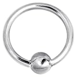 Solid 14KT White Gold 18 Gauge 5/16 Captive Ball Ring 3mm Ball
