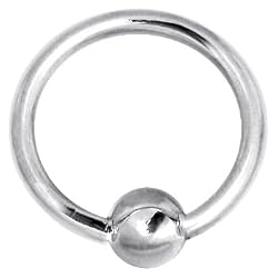 Solid 14KT White Gold 18 Gauge 5/16" Captive Ball Ring 3mm Ball