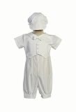 Boy's Poly Cotton Christening Baptism Romper with Pique Vest