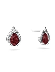 Genuine Ruby 14kt White Gold Flame Earrings