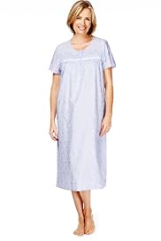 Short Sleeve Floral Embroidered Pintuck Nightdress