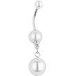 White Faux Pearl Drop Belly Ring
