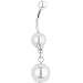White Faux Pearl Drop Belly Ring