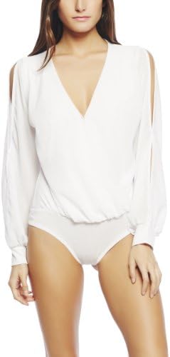 Arden B. Women's Chiffon Surplus Split Sleeve Bodysuit