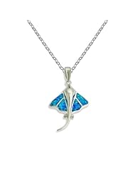 Sterling Silver Blue Opal Stingray Pendant with Chain
