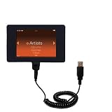 Coiled Power Hot Sync and Charge USB Data Cable w/ Tip Exchange for the iRiver U10 512MB - Gomadic Brand