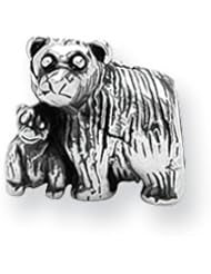 Mama and Baby Bear Charm in Silver for 3mm Charm Bracelets