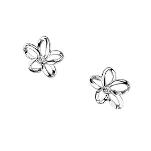 Hot Diamonds Plumeria Stud Silver And Diamond Earrings