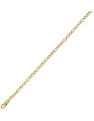 14K Solid Yellow Gold Figaro D.C. Chain Bracelet 2.4mm (3/32 in.) - 7 in.