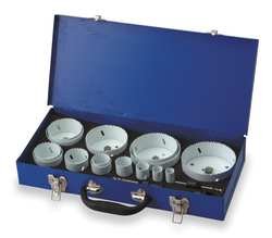 Westward 1VXK4 Hole Saw Kit, Bimetal, 3/4 To 4.5 In, 19 Pc