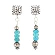 Faceted Blue Apatite Gemstone Bead Dangle Earrings with Handmade Native American Silver Beads on a Square Sterling Beaded Post, #7701