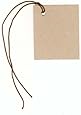 100 Blank KRAFT Hang Tags (1-3/4"x2-1/8") & 100 BROWN Cut Strings for Crafts & Gifts. Personalize & Price your merchandise