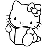 Hello Kitty Read Book - Cartoon Decal Vinyl Car Wall Laptop Cellphone Sticker