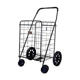 Jumbo Folding Shopping Black Swivel Wheel Cart