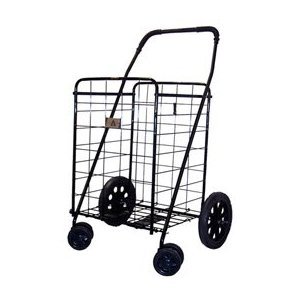 Jumbo Folding Shopping Black Swivel Wheel Cart