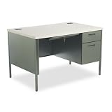 Single Pedestal Desk 48 x 30 Gray Nebula Top/Charcoal Base