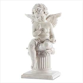 Charming Cherub with Bird Garden Sculpture from Childrens Furniture