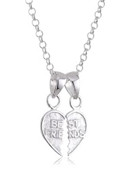 VINANI brand Germany 925 Sterling Silver Women Pendant separable Heart Best Friends with Cable Link Chain Necklace AHF-T