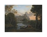 View of Tivoli at Sunset, 1644 by Claude Lorrain. CANVAS ROLLED. 11.16 inches width by 8.12 inches height. Highest Quality Art Poster Print