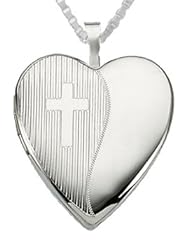 0.925 Sterling Silver Heart & Cross Yin & Yang Locket Pendant with optional Necklace