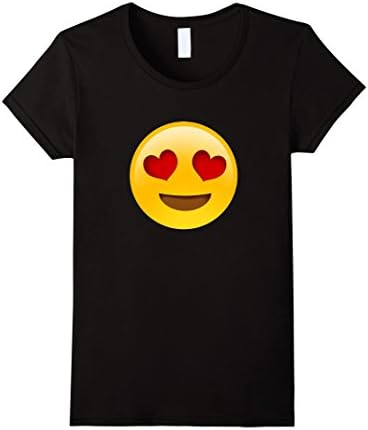 Women's Love Emoji Unisex T-Shirt Heart Eyes Smiley Shirt Small Black