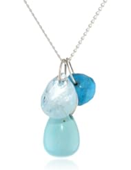 Melissa Joy Manning Sterling Silver with Aquamarine and Turquoise Necklace, 18"