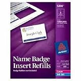 Avery 5390 White name badge inserts for laser printers, 400 2-1/4x3-1/2 inserts/box