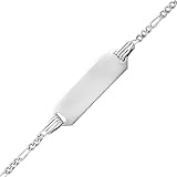 14K White Gold 1.5mm Baby ID Figaro Bracelet with Spring-ring Clasp and 1 Extension - 4.5+1 Inches