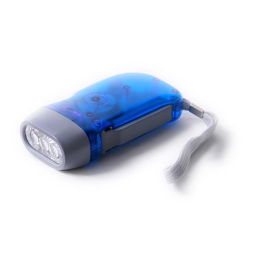 HDE No Battery Hand-Crank Travel Flashlight Emergency Compact 3 LED (Blue)