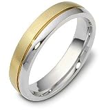 Custom Comfort Fit 5mm Platinum and 18 Karat Gold Wedding Band Ring