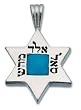Pure Silver Star of David with precious Turquoise Stone