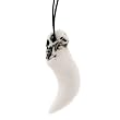 Resin Imitation Bone Pendant Skull Fang - Adjustable Cord - 63mm x 22mm