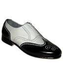 Aris Allen Mens Black and White Spat Style Spectator WingTip Swing Styled Dance shoes with Leather Sole