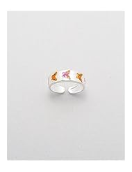 Butterfly Colored Enamel Toe Ring In 92.5 Sterling Silver