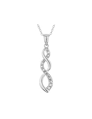 Infinity Pendant Necklace with Diamond Accent in Sterling Silver with Chain