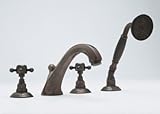 IMAGE OF Rohl A1804XMAB Antico Brass Country Bath Deck Mount Hex Spout Tub Filler with Metal Cross Handles -