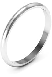 10K White Gold men's and women's plain wedding bands 2mm non comfort-fit light