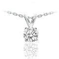 14k White Gold Round Cut Solitaire Diamond Pendant Necklace (1.25ctw, G-H color, VS2 Clarity)