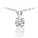 14k White Gold Round Cut Solitaire Pendant Necklace (0.25ctw, H-I, I1) very-good cut 16" Chain Included.