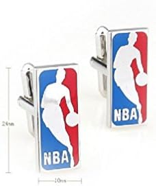 Globalmate Mens Color Epoxy Nba Logo Sports Titanium Steel Cufflinks