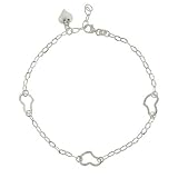 Sterling Silver Oval Link Triple Heart Anklet