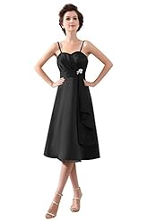 Chiffon Lace Ruched Cocktail Tea Length Sleeveless Spaghetti Strap Evening Dress/Mother-of-the-Bride Dress/Prom Dress/Party Dress/Wedding Dress 