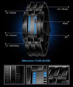 Luxury Men's Women Black Stainless Steel Date Digital LED Bracelet Sport Watches@women Black.