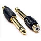 PACK OF 2 - 6.35mm / 1/4 MONO PLUG TO RCA FEMALE ADAPTER