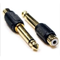 PACK OF 2 - 6.35mm / 1/4" MONO PLUG TO RCA FEMALE ADAPTER