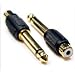 PACK OF 2 - 6.35mm / 1/4" MONO PLUG TO RCA FEMALE ADAPTER